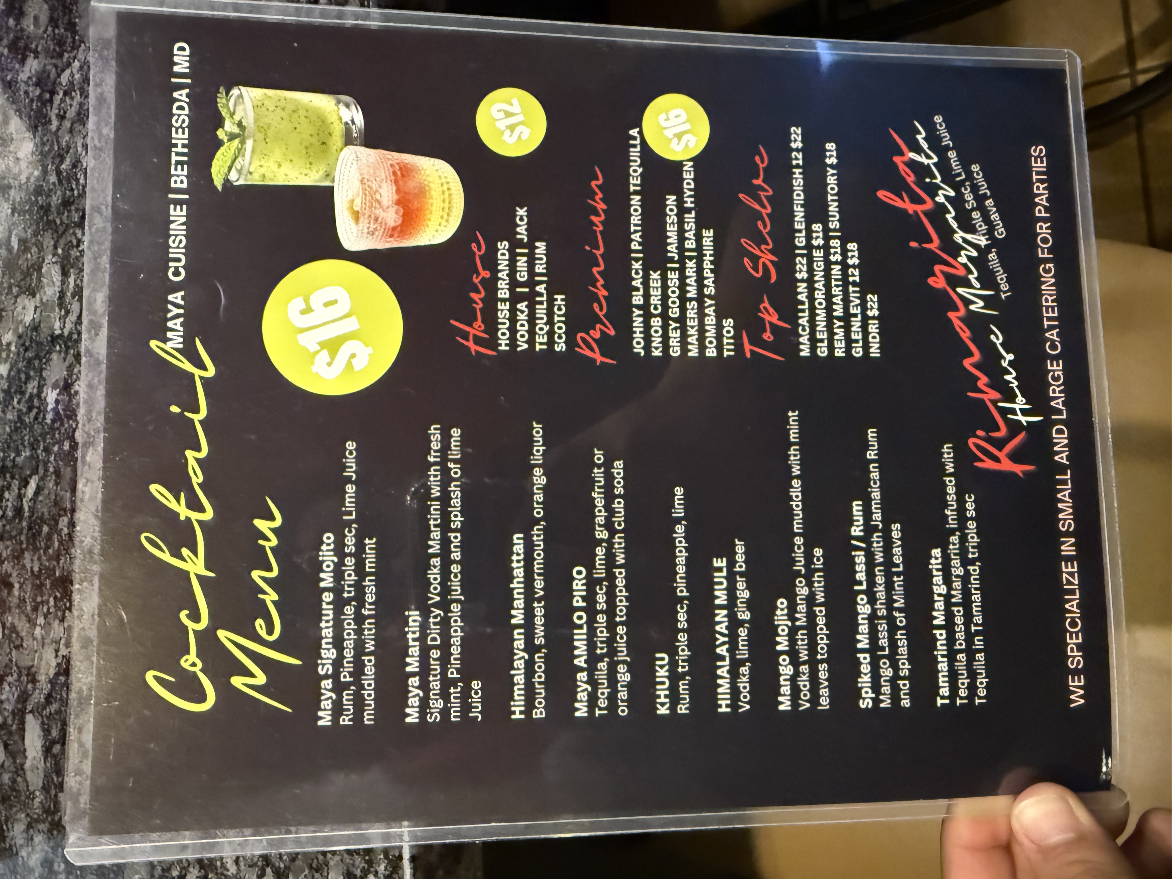 Indian Cocktail Menu